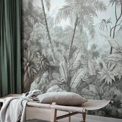 Aménagements pour bureau - Tangled Jungle - Blue Monochrome - PHOTOWALL