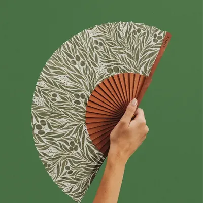 Apparel - Hand Fan MEDITERRANEAN - 23cm - Green and White - A FAN OF