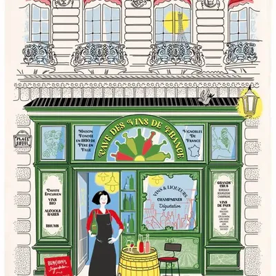 Torchons - Torchon Façade caviste Ecru 48 x 72 - MAISON VIVARAISE - SDE VIVARAISE WINKLER