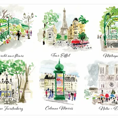 Table cloths - Paris Scénettes Placemat Set Assortis 30 X 45 - MAISON VIVARAISE - SDE VIVARAISE WINKLER