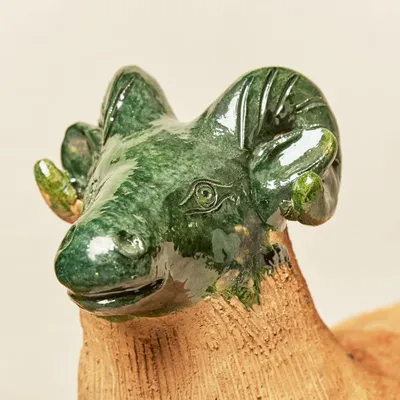 Other Christmas decorations - Glazed Clay Ram with Green Head - HUAKAL