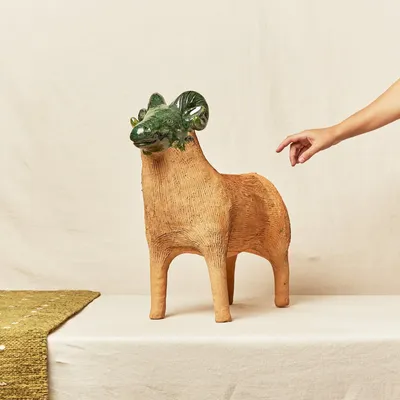 Autres décorations de Noël - Bélier en argile émaillée à tête verte - HUAKAL