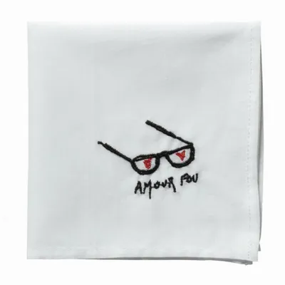 Pochettes - Mouchoir Hankie Amour Blanc 25 x 25 - LA CERISE SUR LE GATEAU