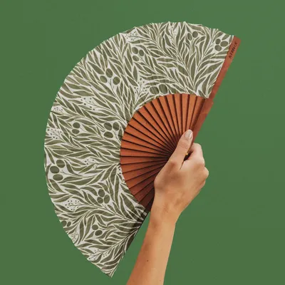 Apparel - Hand Fan MEDITERRANEAN - 23cm - Green and White - A FAN OF