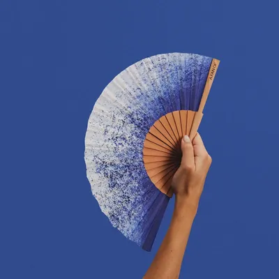 Apparel - Hand Fan BLUE SPLASH - 19 cm - Blue and White - A FAN OF