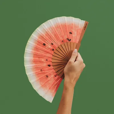 Gifts - Hand Fan SUMMER FRUITS - 19 cm - Red, white and green - A FAN OF