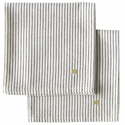 Napkins - Set of 2 Léonie napkins Caviar 40 X 40 - LA CERISE SUR LE GATEAU