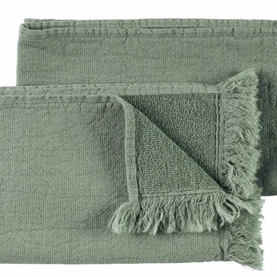 Serviettes de bain - Lot de 2 serviettes invités Luna Détox green 50 x 30 - LA CERISE SUR LE GATEAU