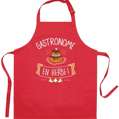 Aprons - Recycled children's kitchen apron Gastronome Rouge 52 X 63 - MAISON VIVARAISE - SDE VIVARAISE WINKLER