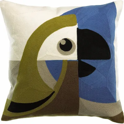 Cushions - Embroidered cushion Loro Ciel 45 X 45 - MAISON VIVARAISE - SDE VIVARAISE WINKLER