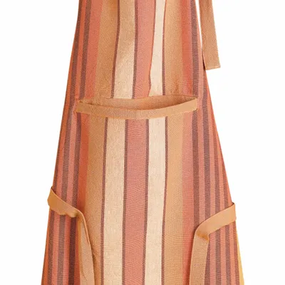 Aprons - Recycled kitchen apron with pocket Yuna Terracotta 72 X 85 - MAISON VIVARAISE - SDE VIVARAISE WINKLER