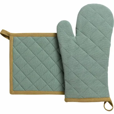 Maniques - Lot gant de cuisine et manique recyclé Grace Aqua 18 x 32 - MAISON VIVARAISE - SDE VIVARAISE WINKLER