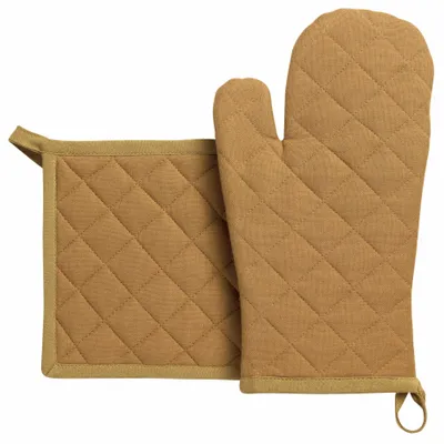 Maniques - Lot gant de cuisine et manique recyclé Grace Cannelle 18 x 32 - MAISON VIVARAISE - SDE VIVARAISE WINKLER