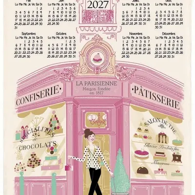 Torchons - Torchon Façade Pâtisserie Calendrier 2027 Ecru 48 x 72 - MAISON VIVARAISE - SDE VIVARAISE WINKLER