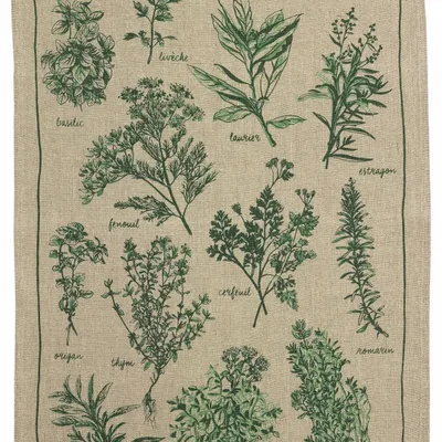 Dish towels - Linen tea towel Les herbes Naturel 45 X 70 - MAISON VIVARAISE - SDE VIVARAISE WINKLER