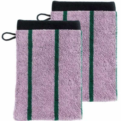 Autres linges de bain - Lot de 2 gants de toilette Charly Lilas 15 x 21 - LA CERISE SUR LE GATEAU