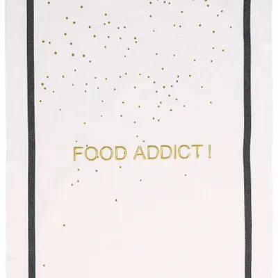 Dish towels - Tea towel Food Addict Or Blanc 50 X 70 - LA CERISE SUR LE GATEAU