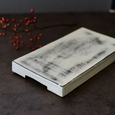 Assiettes de réception - Assiette rectangulaire noire et blanche - MARUMITSU POTERIE