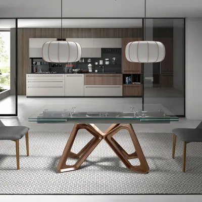 Dining Tables - Rectangular tempered glass extending dining table - ANGEL CERDÁ