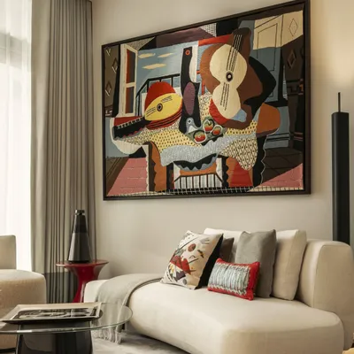 Decorative wall frescoes - PICASSO TAPESTRY " MANDOLINE ET GUITARE " - JULES PANSU