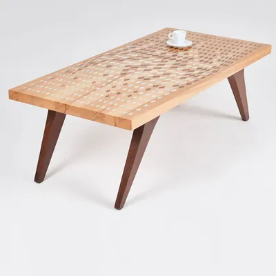 Coffee tables - Wave - Table - Beech and Walnut Wood with Mother of Pearl - DAMJ