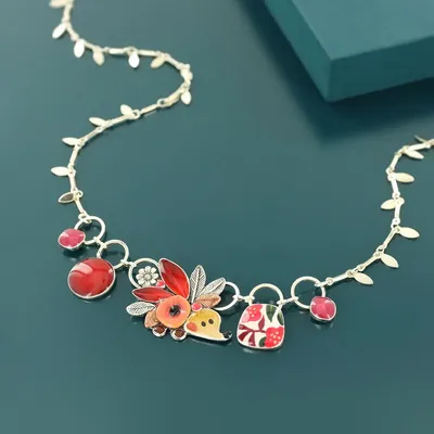 Jewelry - MINI NECKLACE, SILVER AND RED COLOUR - TARATATA BIJOUX