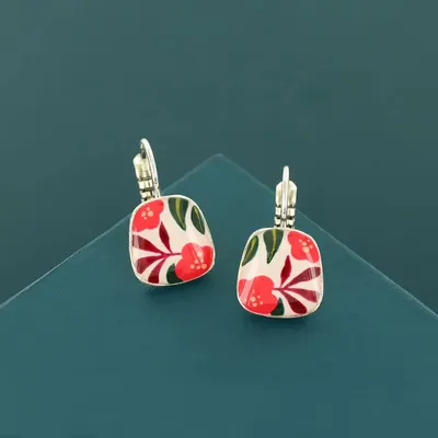 Bijoux - DORMEUSES MINI COULEUR ARGENT ROUGE - TARATATA BIJOUX