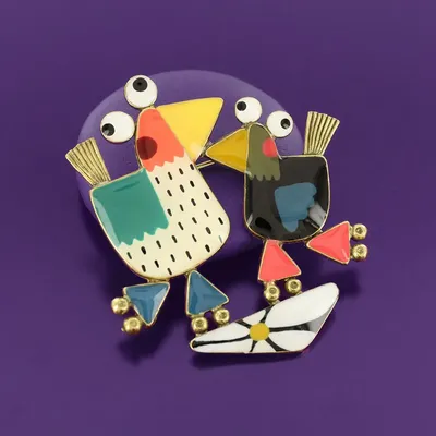 Jewelry - ROLL MY CHICKEN BROOCH BRONZE MULTI - TARATATA BIJOUX