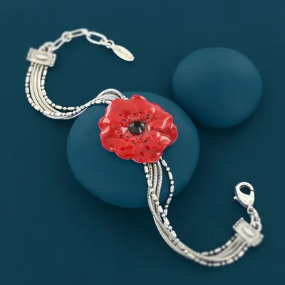 Bijoux - BRACELET JOLI COQUELICOT COULEUR ARGENT ROUGE - TARATATA BIJOUX