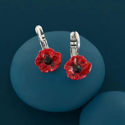 Bijoux - DORMEUSES JOLI COQUELICOT COULEUR ARGENT ROUGE - TARATATA BIJOUX