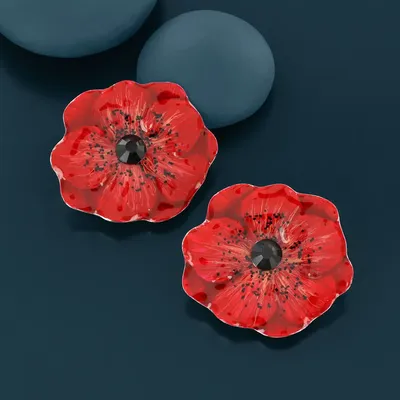 Jewelry - Pretty Poppy Clips, Silver and Red - TARATATA BIJOUX