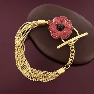 Bijoux - BRACELET CARMEN COULEUR DORE ROUGE - TARATATA BIJOUX