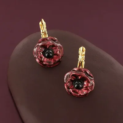 Bijoux - DORMEUSES CARMEN COULEUR DORE ROUGE - TARATATA BIJOUX