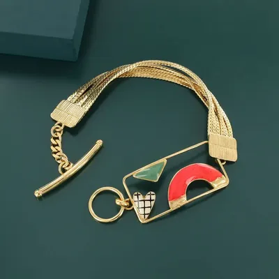 Bijoux - BRACELET ARTY COULEUR DORE MULTI - TARATATA BIJOUX