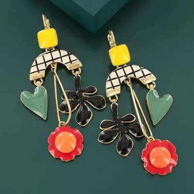 Bijoux - DORMEUSES ARTY COULEUR DORE MULTI - TARATATA BIJOUX