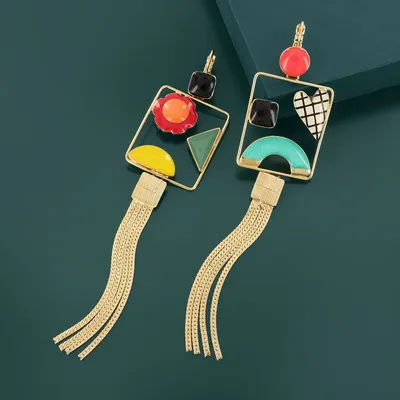 Bijoux - DORMEUSES ARTY COULEUR DORE MULTI - TARATATA BIJOUX