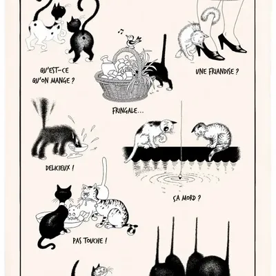 Torchons - Torchon Dubout La gourmandise Ecru 48 x 72 - MAISON VIVARAISE - SDE VIVARAISE WINKLER