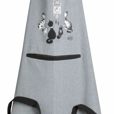Aprons - Dubout chat horloge kitchen apron Gris 72 X 85 - MAISON VIVARAISE - SDE VIVARAISE WINKLER