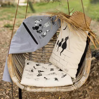 Aprons - Dubout chat horloge kitchen apron Gris 72 X 85 - MAISON VIVARAISE - SDE VIVARAISE WINKLER