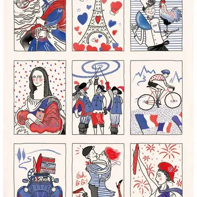 Torchons - Torchon Symboles français Ecru 48 x 72 - MAISON VIVARAISE - SDE VIVARAISE WINKLER