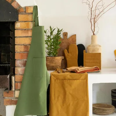 Aprons - Recycled Kitchen Apron Gen Ambre 120 X 85 - MAISON VIVARAISE - SDE VIVARAISE WINKLER