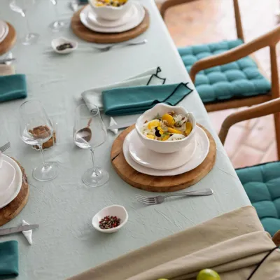 Serviettes - Serviette de table recyclée Grace Paon 40 x 40 - MAISON VIVARAISE - SDE VIVARAISE WINKLER