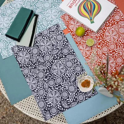 Nappes - Set de table enduit Kira recyclé Paon 33 x 48 - MAISON VIVARAISE - SDE VIVARAISE WINKLER