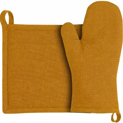 Potholders - Recycled Kitchen Glove and Pot Holder Jona Ambre 15 X 30 - MAISON VIVARAISE - SDE VIVARAISE WINKLER