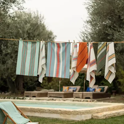 Torchons - Torchon recyclé lavé Yuna Marmelade/naturel 50 x 70 - MAISON VIVARAISE - SDE VIVARAISE WINKLER