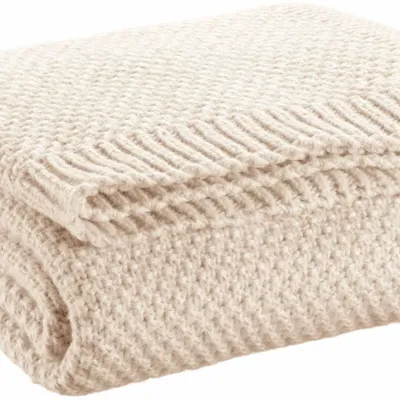 Plaids - Plaid tricot recyclé Danilo Ivoire 130 x 160 - MAISON VIVARAISE - SDE VIVARAISE WINKLER