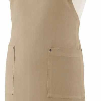 Aprons - Recycled kitchen apron with pockets Artisan Camel 72 X 85 - MAISON VIVARAISE - SDE VIVARAISE WINKLER