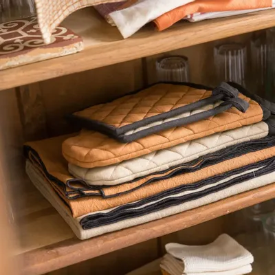 Maniques - Lot gant de cuisine/manique recyclé Grace Camel 15 x 32 - MAISON VIVARAISE - SDE VIVARAISE WINKLER