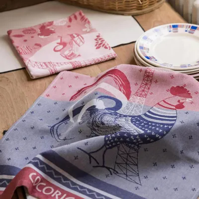 Dish towels - Jacquard Tea Towel Cocorico Multicolore 50 X 70 - MAISON VIVARAISE - SDE VIVARAISE WINKLER