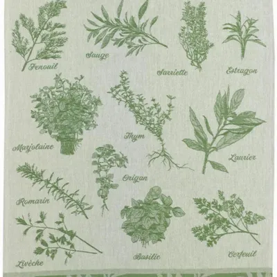 Torchons - Torchon jacquard Herbes de provence Vert 50 x 70 - MAISON VIVARAISE - SDE VIVARAISE WINKLER